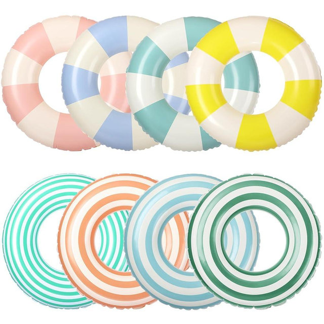Libima 8 Pcs Inflatable Pool Floats for Kids, Swimming Rings Swim Tube Pool Rings Floaties for Adults Hawaiian Beach Party Decorations