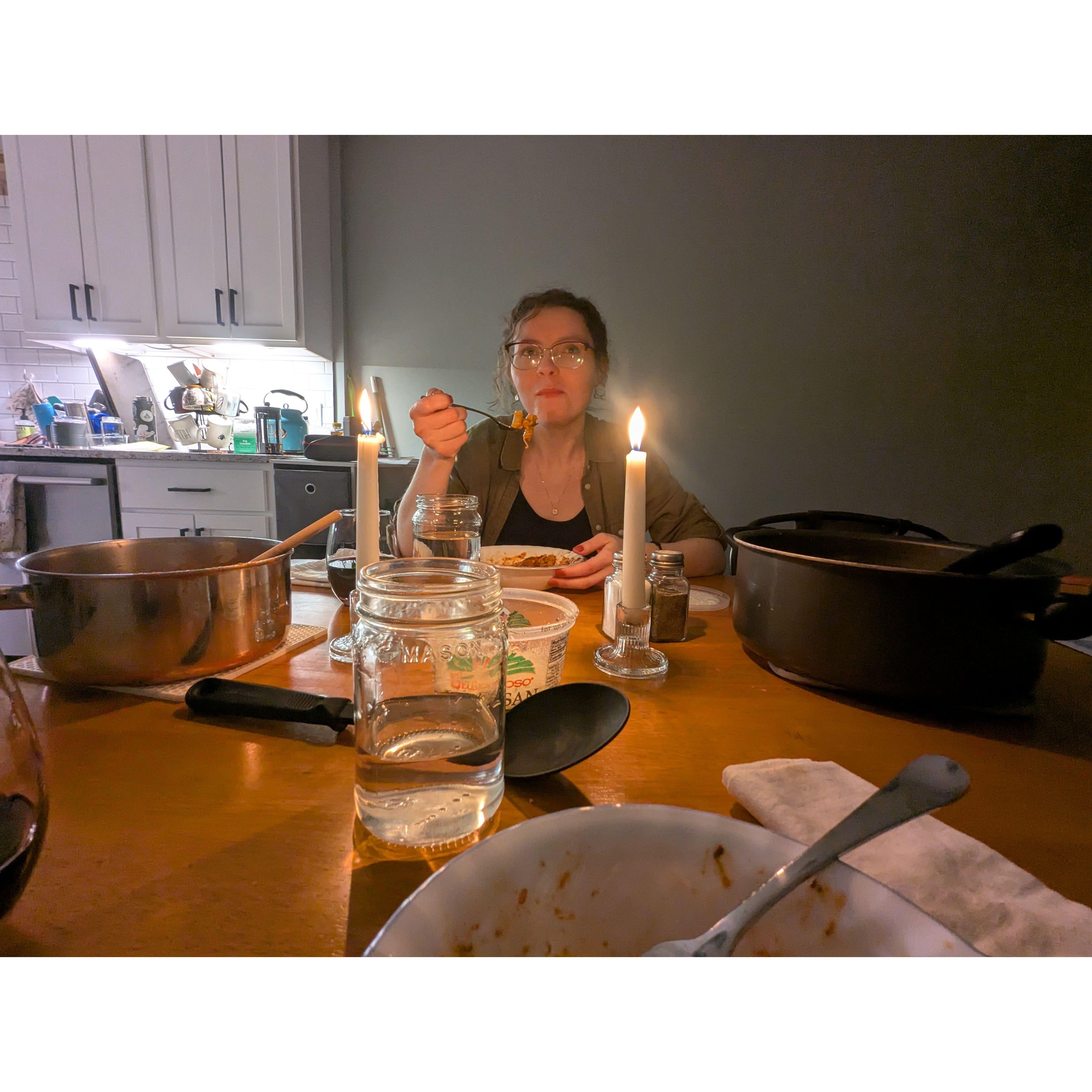 Cooking & eating dinner together is always a delight (: