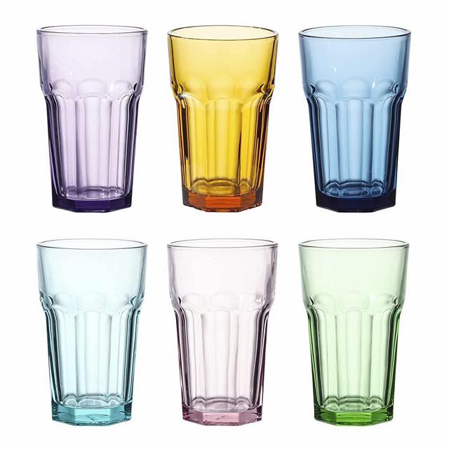 Double Old Fashioned Glasses Beverage Glass Cup,Colored Tumblers and Water Glasses,Set of 6 (Mixed Color, Large)