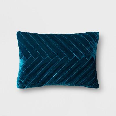 Pleated Velvet Lumbar Pillow - Opalhouse™ teal