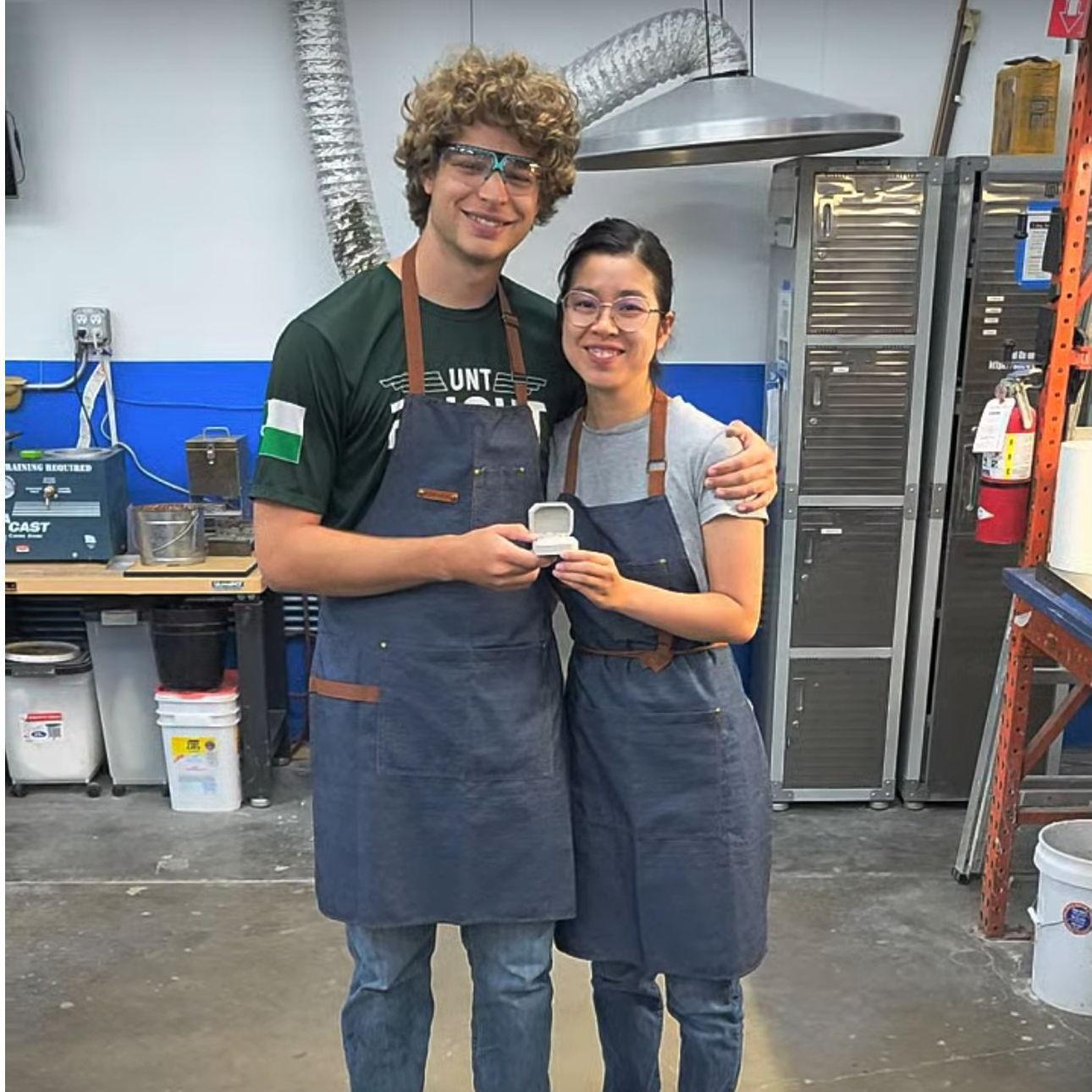 We took a jewelry workshop and learned how to make each other's wedding bands