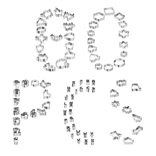ANMEISH Cookie Cutters Set, 80-Piece — Holiday, Alphabet, Numbers and Everyday Shapes Metal Cookie Cutters, Including Christmas, Fall Thanksgiving, Halloween, Easter (80)
