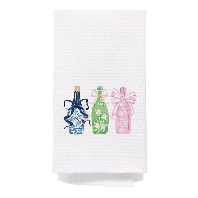 Preppy Chinoiserie Champagne Kitchen Towels, Coquette Bow Dish Towels for Kitchen, Blue and White Chinoiserie Decor Hand Towels for Bathroom, Chinoiserie Decor, Grandmillennial Home Decor, 16x24 Inch