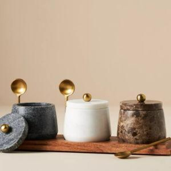 Marble Condiment Set with Spoons