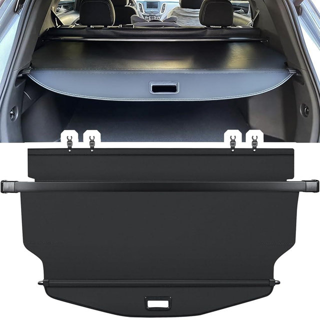 Trunk Cargo Cover for Chevy Chevrolet Equinox GMC Terrain 2018 2019 2020 2021 2022 2023 2024 2025 Retractable Rear Trunk Cargo Luggage Security Shade Cover Shield Waterproof Upgraded Version (Black)
