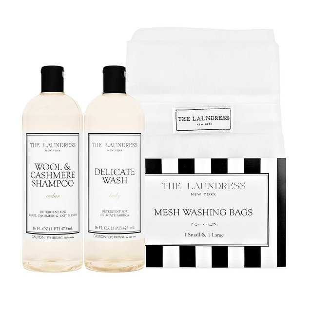 The Laundress Dry Clean Alternative Kit, Holiday Gift Set, Wash wool, cashmere, silk, lingerie and delicates at home, hand or machine wash, mesh bags for garment protection