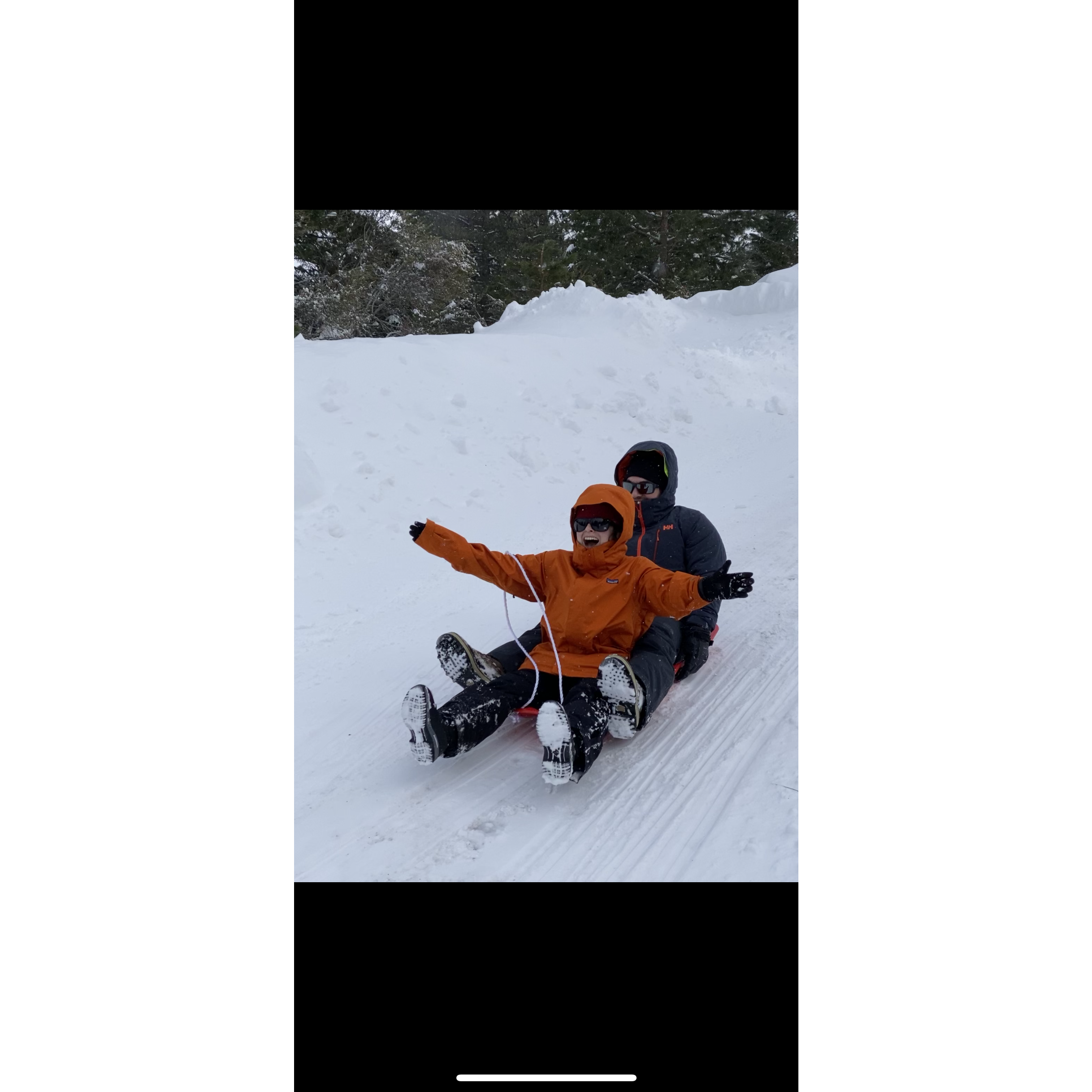 Sledding after a snowstorm in Lake Tahoe!