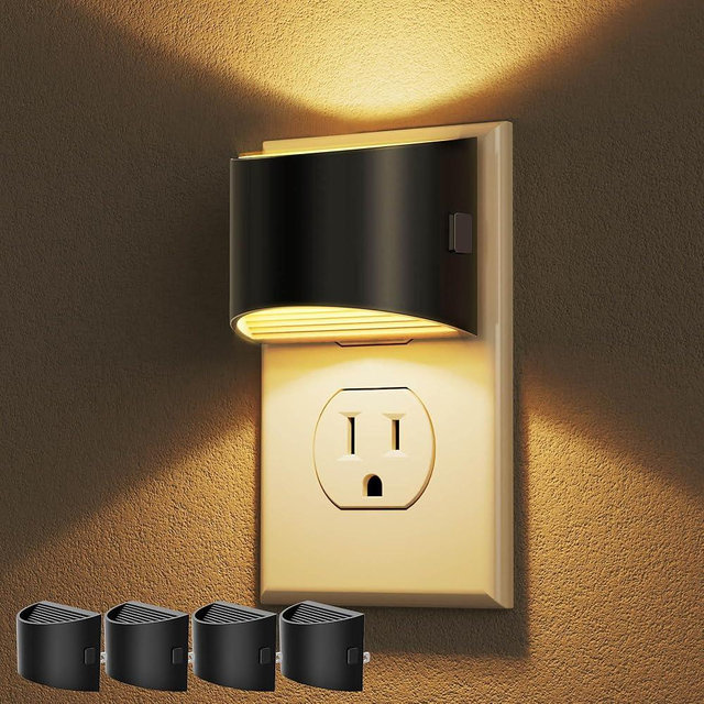 DORESshop LED Night Light[4 Pack], Night Lights Plug into Wall, 3 Level Brightness Adjustable Plug in Night Light, Dusk to Dawn Sensor, Nightlights for Adults, Bedroom, Bathroom, Hallway, 3000K