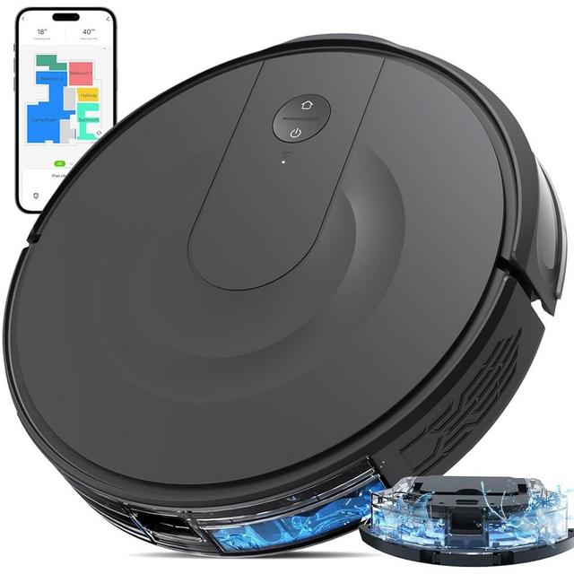 Kewbily Robot Vacuum and Mop Combo, LiDAR Navigation with Ultra Slim Design, Smart Mapping Robotic Vacuum Cleaner, 9000Pa Suction, Customizable Cleaning for Pet Hair, Carpets, and Hard Floors