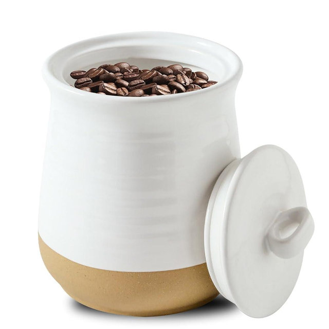 glowworm 80 Oz Food Storage Jar, Ceramic Coffee Canister with Airtight Lid, Food Storage Container for Candy, Cookies, Flours, Rice, Pet Food, Dishwasher Safe, White