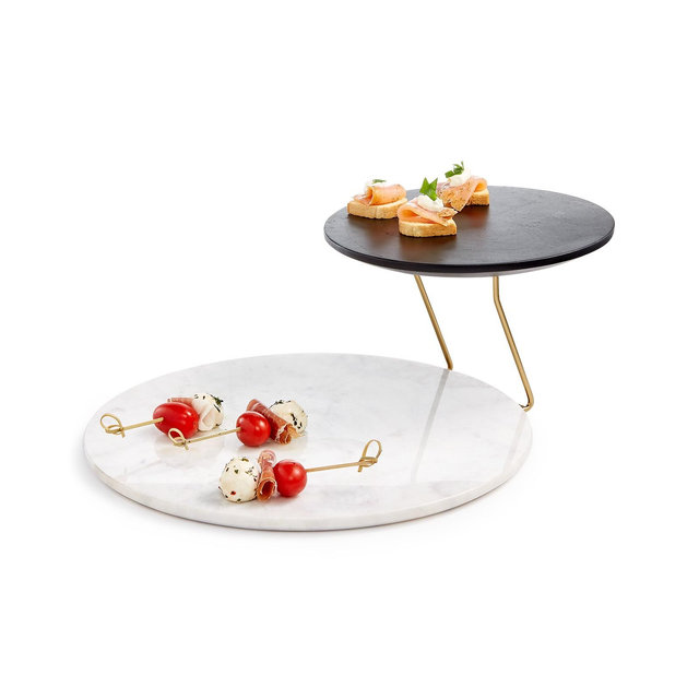 Hotel Collection Marble & Wood 2-Tier Server, Created For Macy's