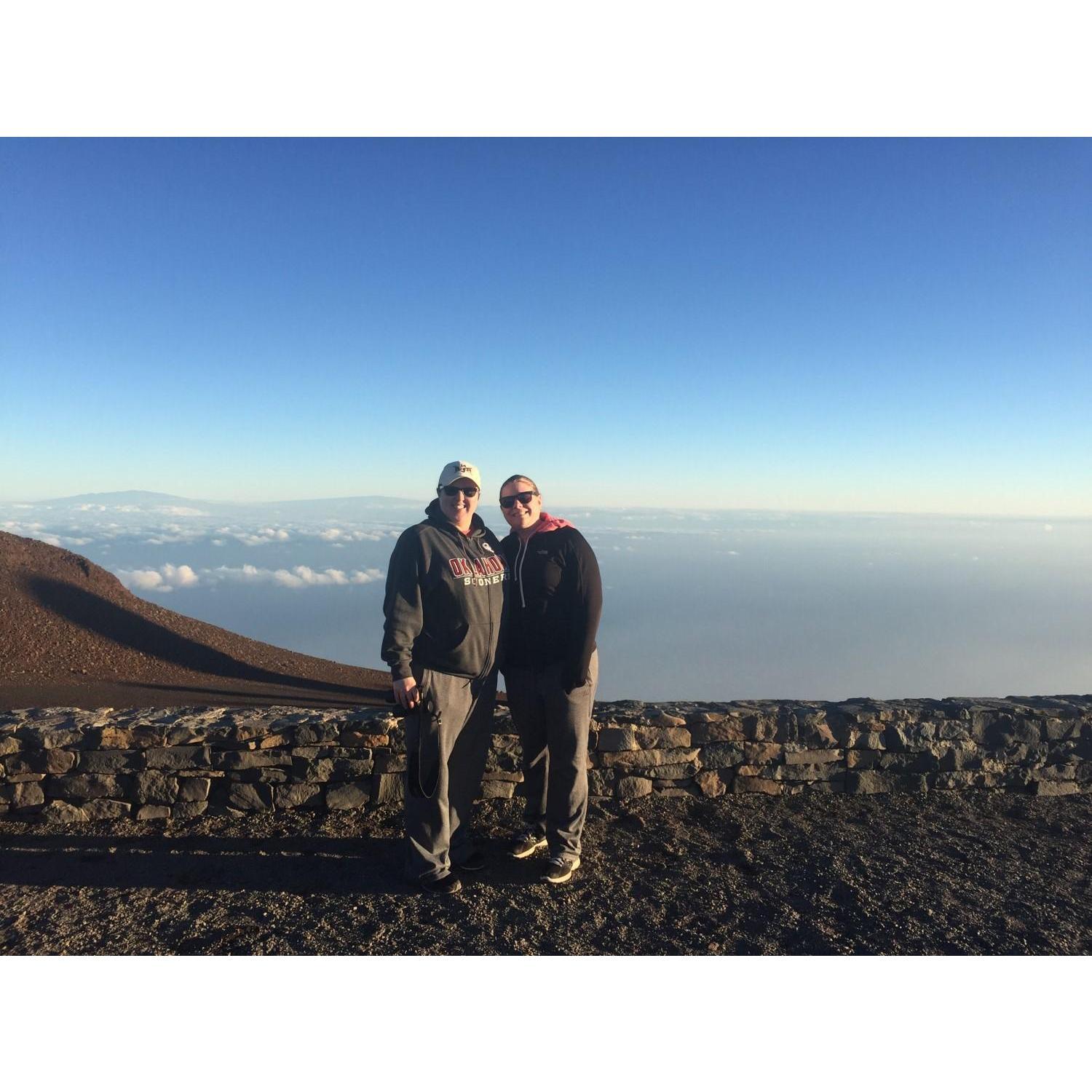 Above the clouds, watching the sun set at the top of Haleakala Volcano in Maui - February 2016