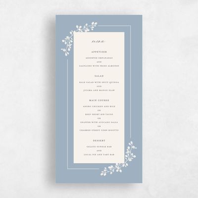 Blue Greenery Wedding Menu - Viola