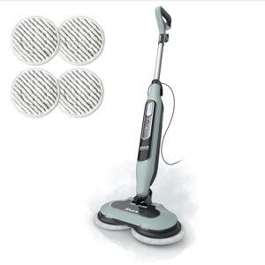 Shark Steam & Scrub Steam Mop, All-in-One Scrubbing and Sanitizing Hard Floor Cleaner, LED Headlights, 4 Dirt Grip Soft Scrub Pads Included, XL Water Tank, Swivel Steering, Hawaiian Grey, S8001