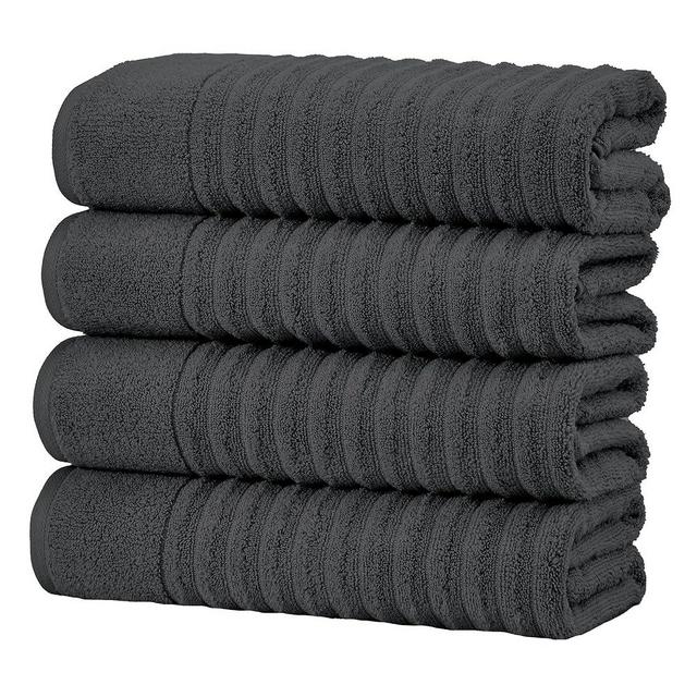 Grey Bath Towels - Luxury 100% Cotton 4 Pack 54x27 Bath Towel Set - Absorbent & Quick-Dry Towels for Bathroom - Zero-Twist, Combed Cotton (Dark Grey)