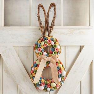 Pastel Wood Curl Rabbit Wreath
