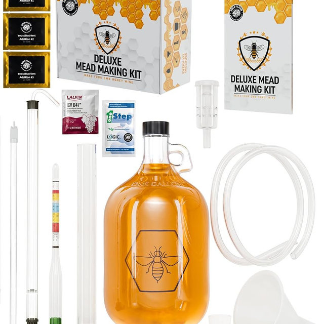 Complete Mead Making Kit for Beginners with Premium Yeast and Ingredients – Home Brewing Starter Kit – Includes 1 Gallon Carboy - Alcohol Hydrometer – Auto Siphon – Airlock - How to Guide