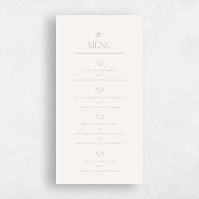 Light Oatmeal, Beige Wedding Menu - Papyrus