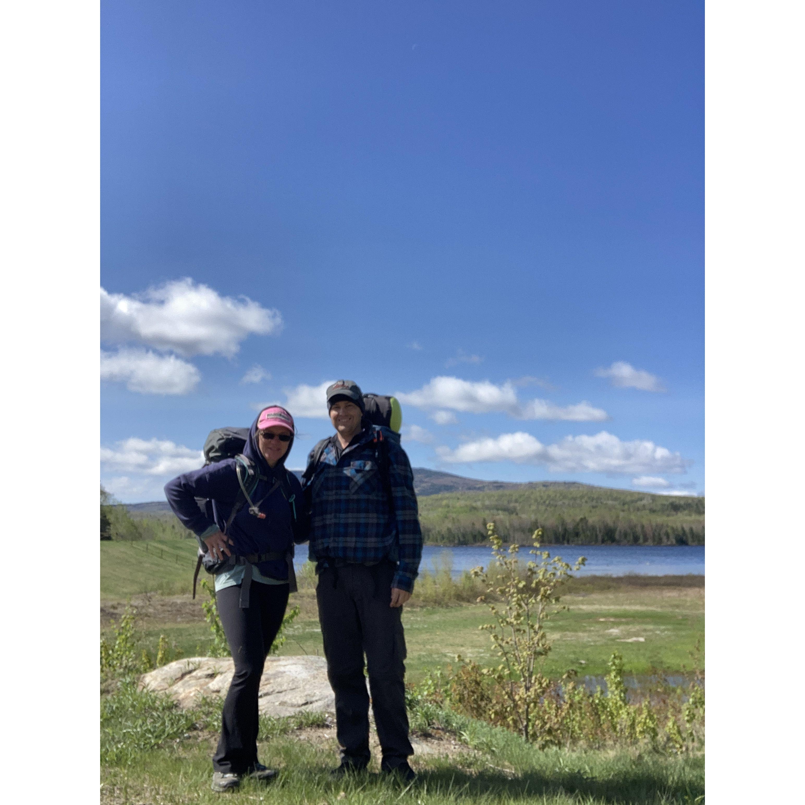 First camping trip together. White Mountains in May. Very very cold.