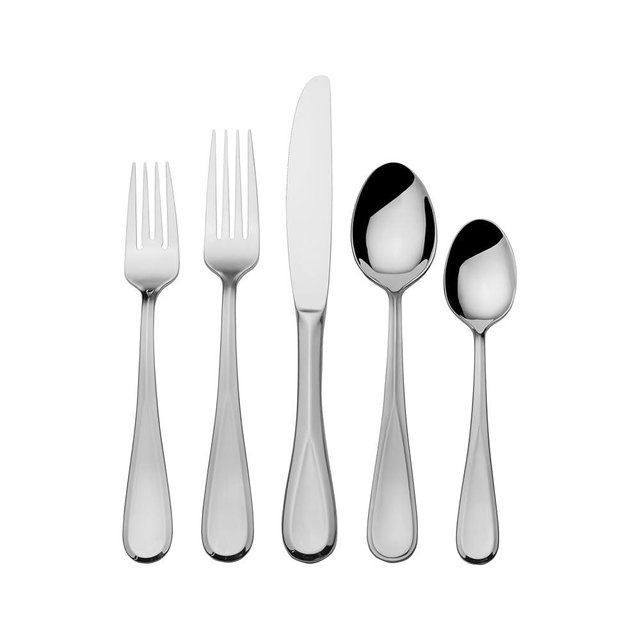 Mikasa Bravo Flatware Service for 8 with caddy, 18/10 Stainless Steel, Silverware Set with Serving Utensils and Expandable Caddy, 52 Piece