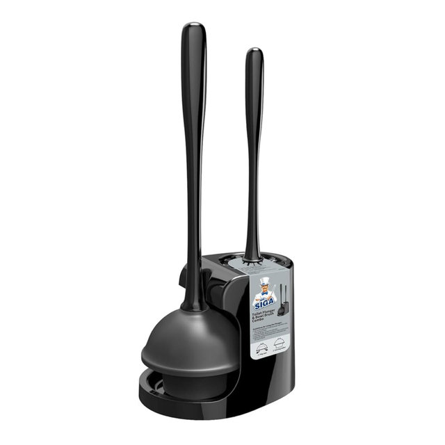 MR.SIGA Toilet Plunger and Bowl Brush (Black)
