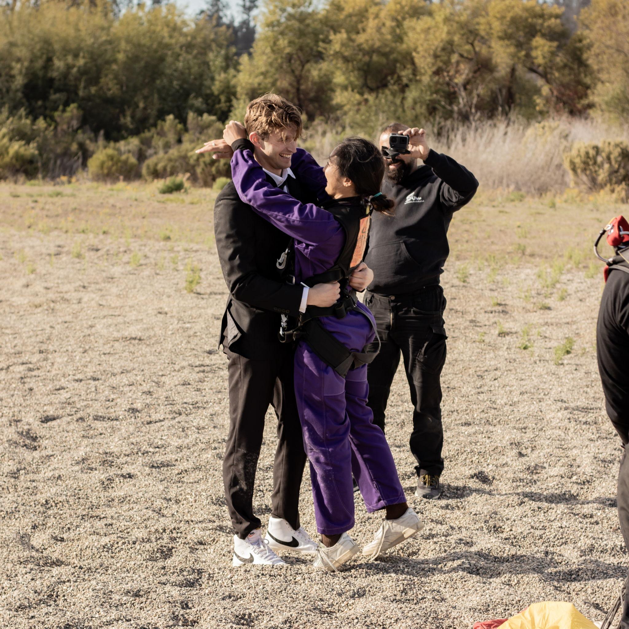 The proposal after falling 13,000 feet out of a plane