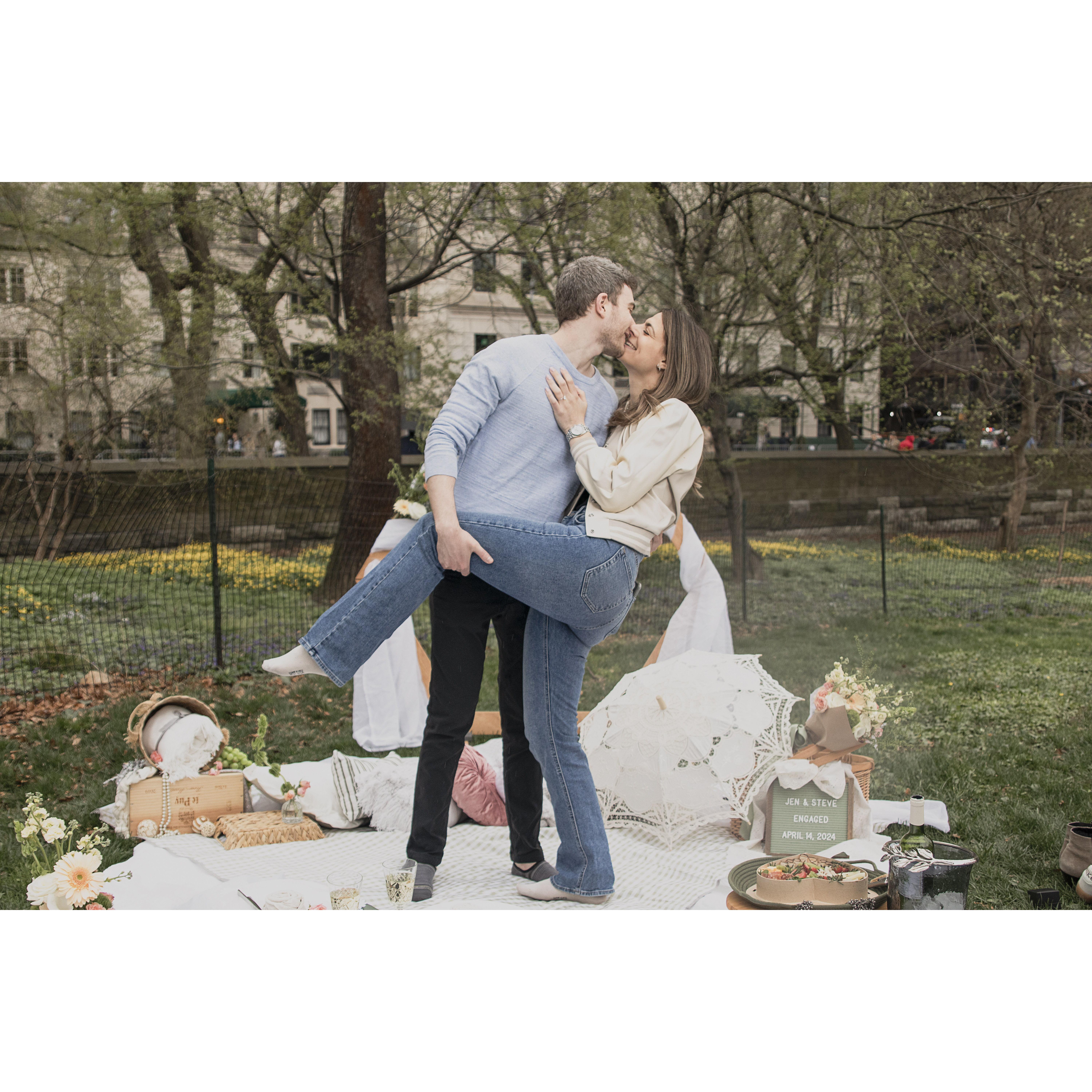 We got engaged. It rained a little