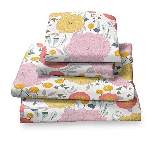 Where The Polka Dots Roam King Size Bed Sheets Light Floral Print 4 Piece Set │ Unisex, Flexible Microfiber, Durable, Wrinkle-Resistant Bedding │ Boys, Girls, Baby, Kids, Toddler, Teen