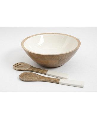 Laurie Gates Enamel & Wood Salad Set