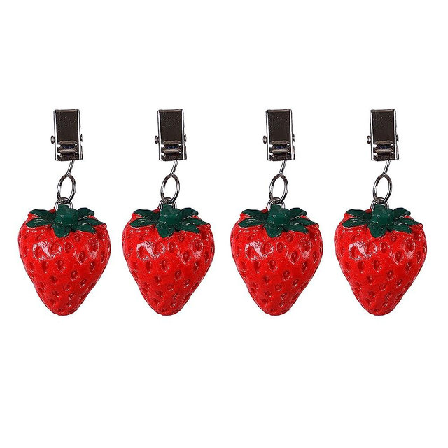 TwoFish Outdoor Table Weights Set of 4　Strawberry Resin Table Cover Tablecloth Weights Clips Handicraft Tablecloth Clips