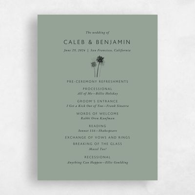 Dark Sage, Green Wedding Program - Anacostia
