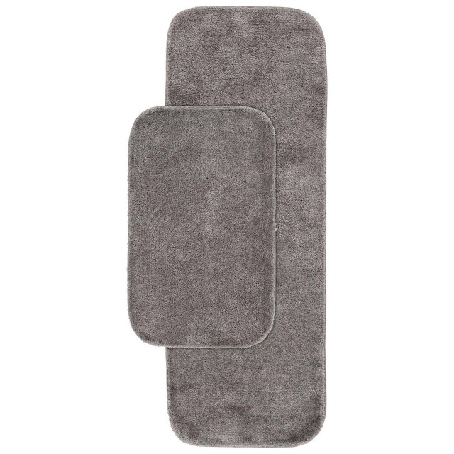 2pc Traditional Nylon Washable Bathroom Rug Set Gray - Garland Rug