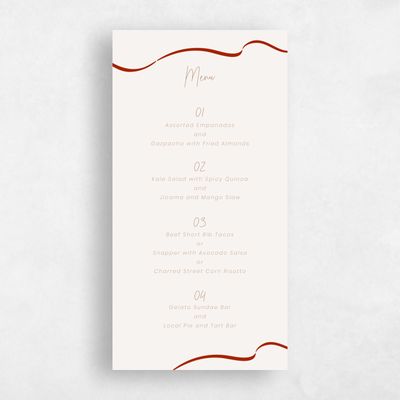 Dark Red Wedding Menu - Cosette