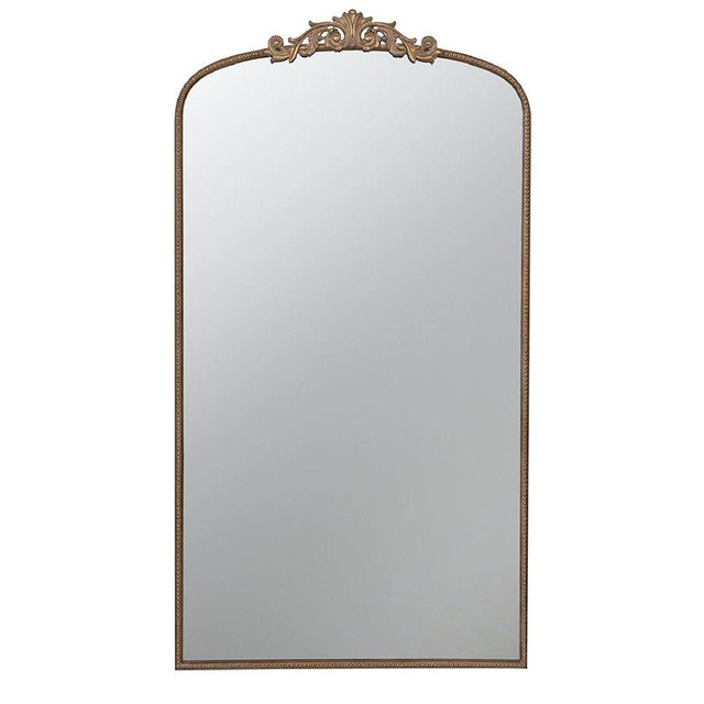 Fleur Floor Arch Mirror, 36” x 66" - Gold