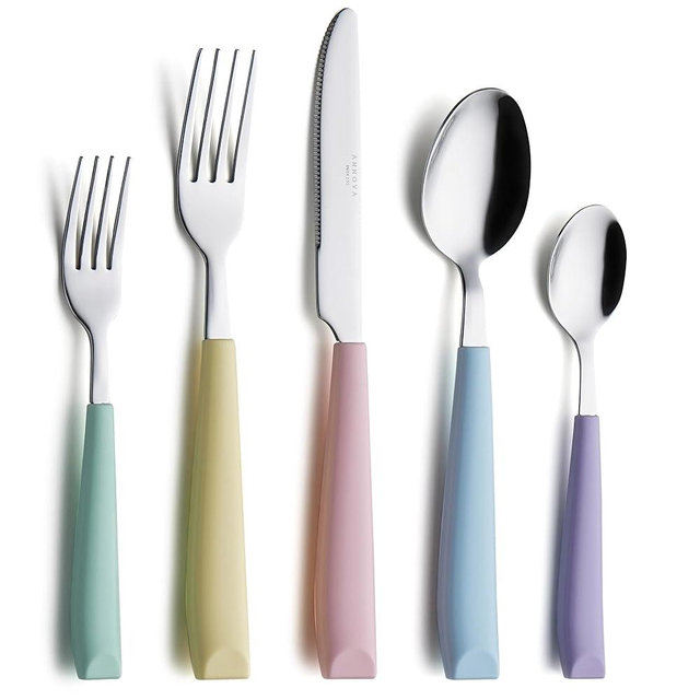 ANNOVA Silverware Set Stainless Steel Colorful Handle Tableware Kitchen Flatware Set Utensils, Includes Dinner Knives, Forks, Spoons, Salad Forks & Dessert Spoons (Pastel Mix, 20 Pieces)
