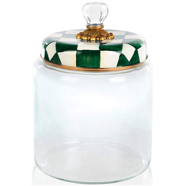 Mackenzie-Childs Emerald Check Large Kitchen Canister
