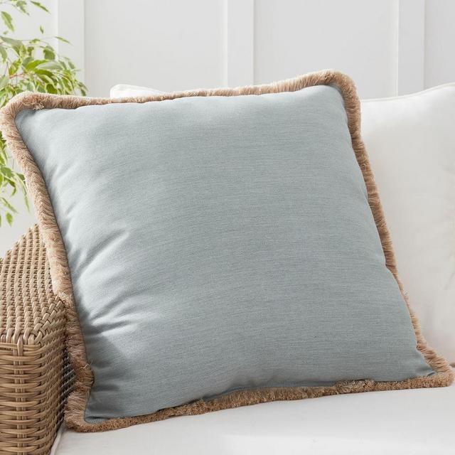 Sunbrella® Solid Fringe Indoor/Outdoor Pillow, 24 x 24", Dark Chambray