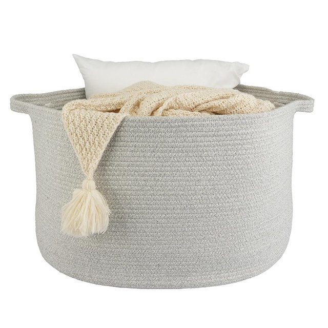 XUANGUO Large Cotton Rope Basket – 22"x14" Woven Storage Baskets for Blankets, Toys, Laundry, and Nursery – Round Basket for Living Room, Kids, and Pets Grey