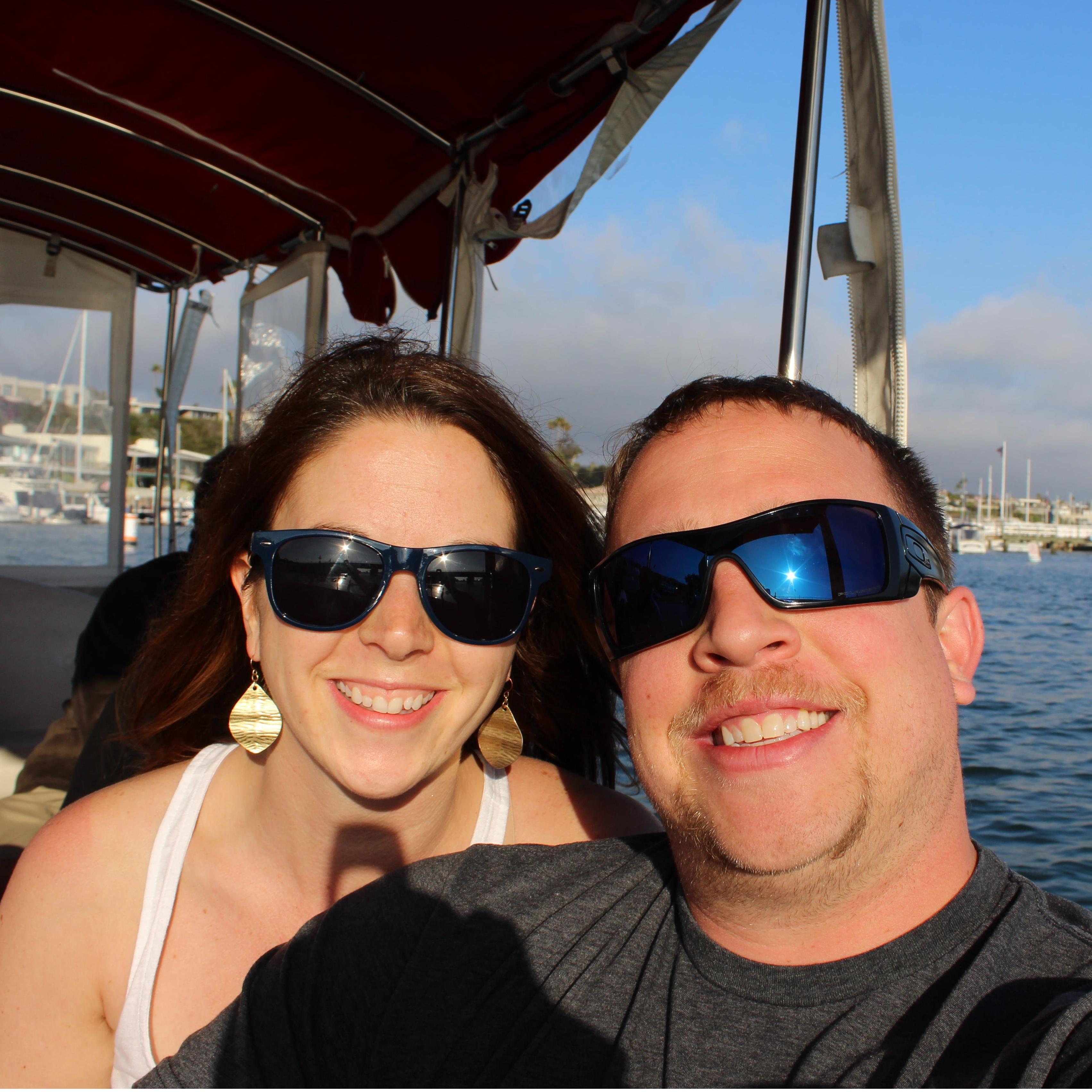 Electric boat ride in Newport Beach, CA.