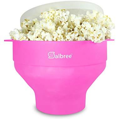 The Original Salbree Microwave Popcorn Popper, Silicone Popcorn Maker, Collapsible Bowl BPA Free - 14 Colors Available (Pink)
