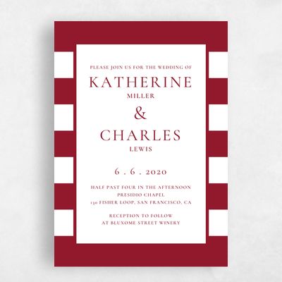Burgundy, Red Wedding Invitation - Potter Frame
