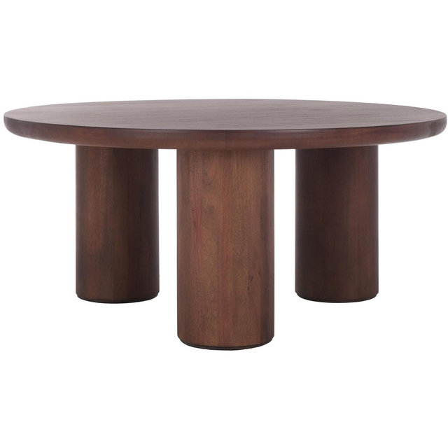 Mork 3 Leg Round Coffee Table - Brown - Safavieh