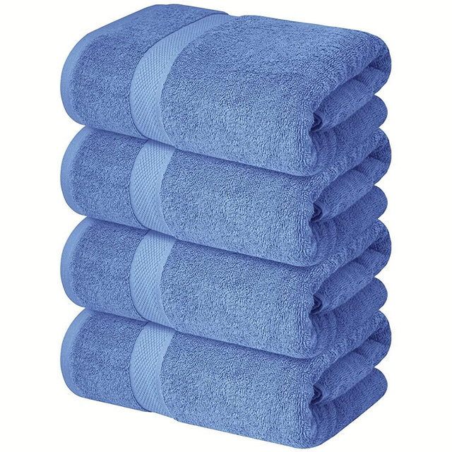 Infinitee Xclusives Premium Bath Towels Set Pack of 4 - 100% Ring Spun Cotton Towels - Blue Bath Towels 27 x 54 - Soft Feel, Quick Dry, Highly Absorbent Durable Towels, Perfect for Daily Use
