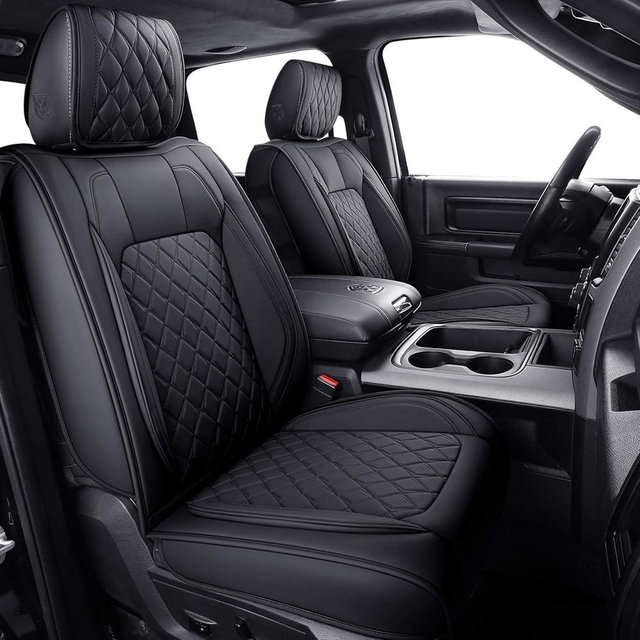 Aierxuan Dodge Ram Car Seat Covers Custom Fit 2009-2026 1500, 2010-2026 2500/3500 Laramie Big Horn Longhorn Crew Quad Regular Cab Waterproof Leather Truck Pickup Cushions(Full Set/Black)
