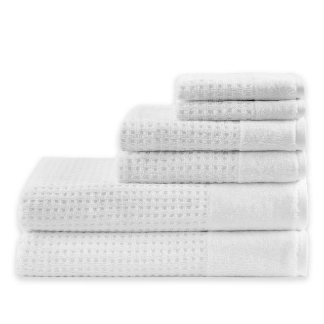 Madison Park 6-Piece Waffle Cotton Bath Towel Set in White