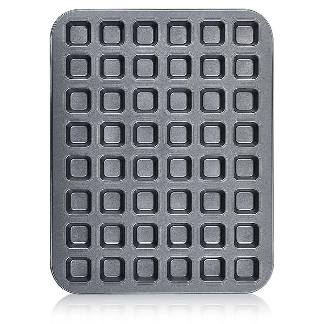 Teenyyou 1 Pcs Mini Brownie Bites Pan with Dividers Small Baking Pans 48 Cavity Mini Square Muffin Pan Nonstick Heavy Duty Carbon Steel Cupcake Tool for Christmas Birthday Gift Wedding Party