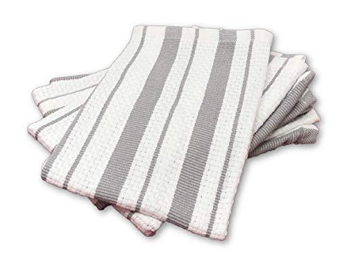 Williams-Sonoma Classic Striped Dishcloths, Dishrags, Drizzle Grey (Set of 4)