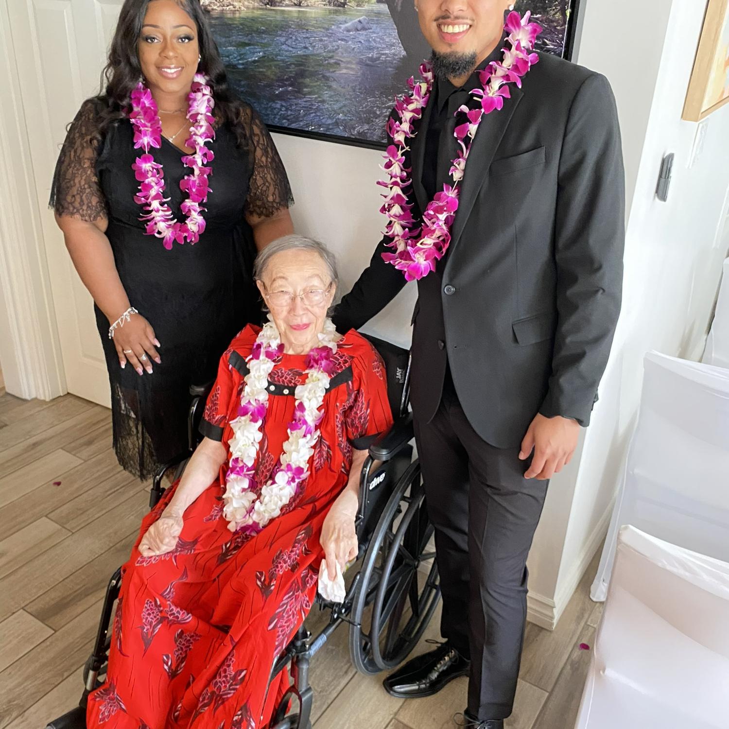 This picture I just love this so much. It was the first time I met his mom's side, back in his hometown: Cali! I met his beautiful grandma who sang so angelic. We traveled here by flight for his grandpa's memorial. Year 2022