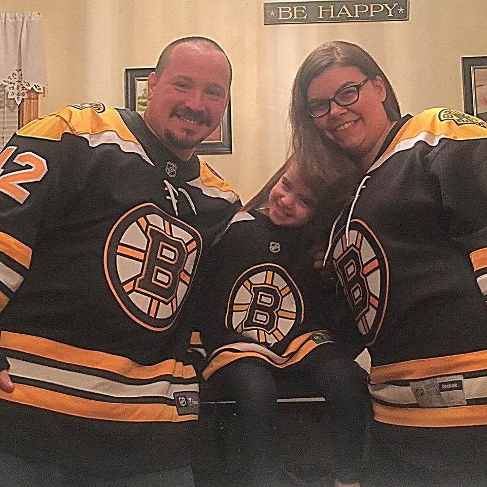 The one time Chris got both Rylee and I in Bruins jerseys!