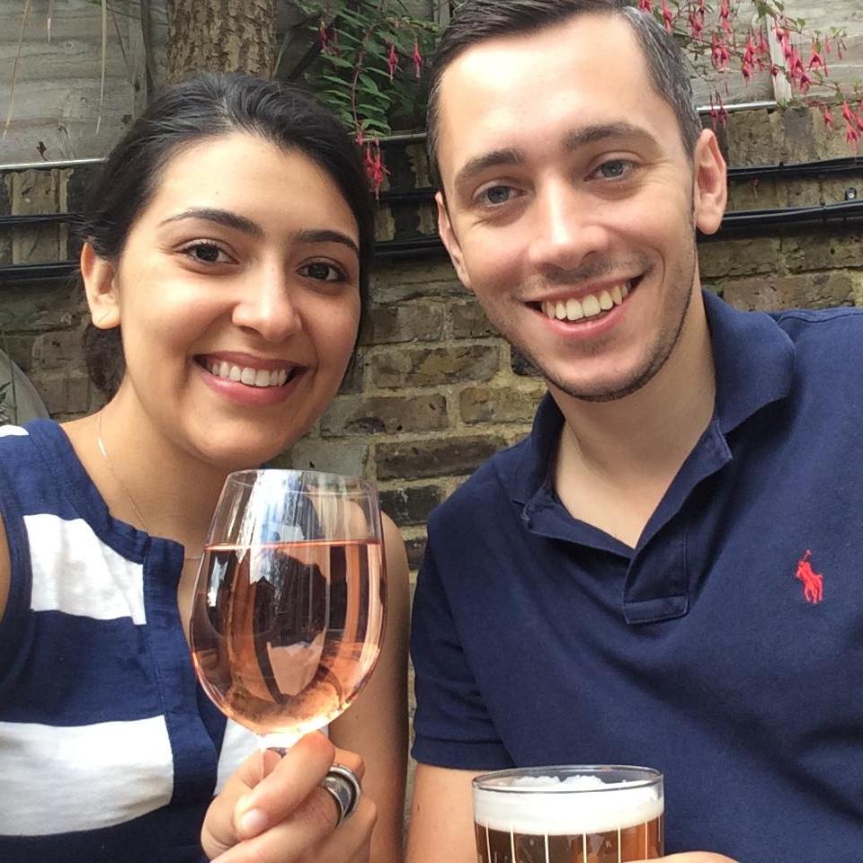 A celebratory drink in our local pub when we moved into our flat in Ealing :)